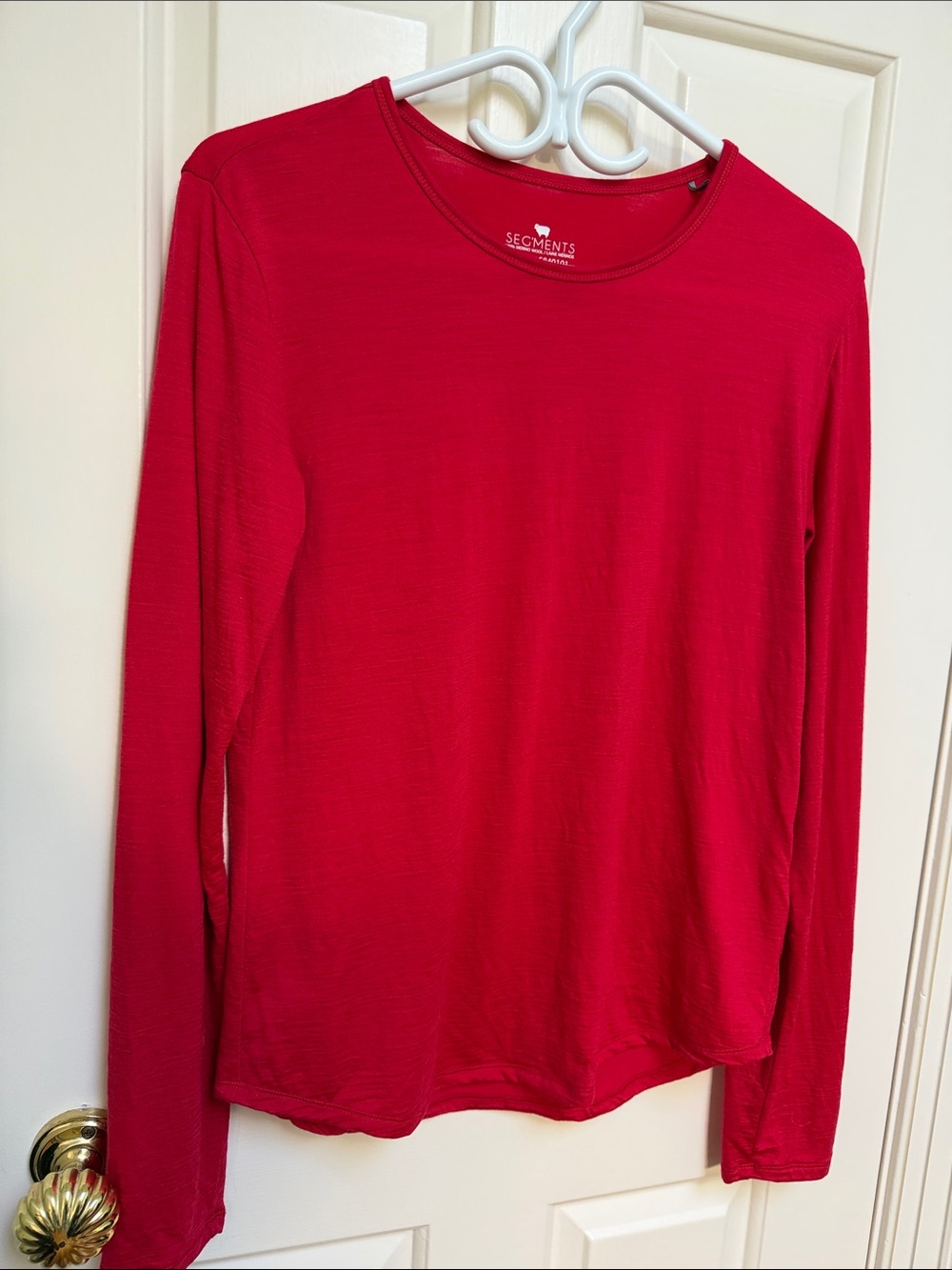 Segments sz S 100% Merino Wool long sleeve top or baselayer - Christmas red